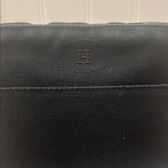 Black Hermes Canvas Pouch with Beige Leather Trim - Picture 2 of 11